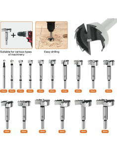 Juego de Brocas Forstner 16PCS GMTOOLS para Madera 6.3-53.98mm 2