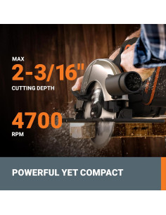 Sierra Circular Eléctrica Inalámbrica Worx 20V 6-1/2" 4700 RPM 2