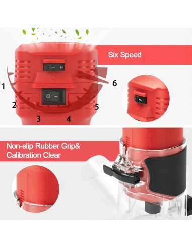 Fresadora de Madera TEENO 650W 6 Velocidades con Accesorios