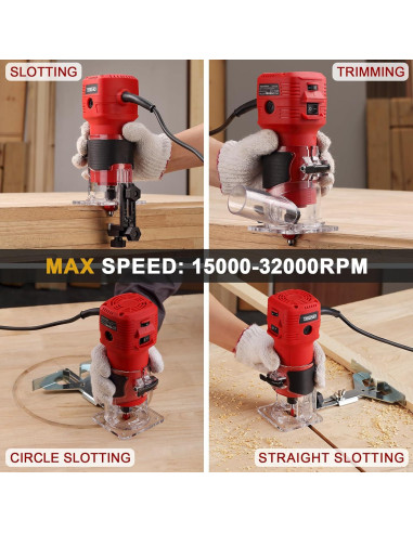 Fresadora de Madera TEENO 650W 6 Velocidades con Accesorios