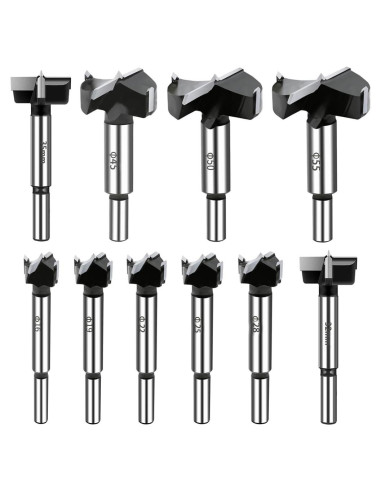 Juego de 10 Brocas Forstner BeQell para Madera Dura 16-55mm
