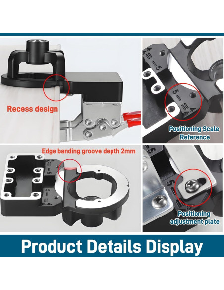 Plantilla de bisagra oculta Acshio 35 mm ajustable para madera Plantilla de bisagra oculta Acshio 35 mm ajustable para madera