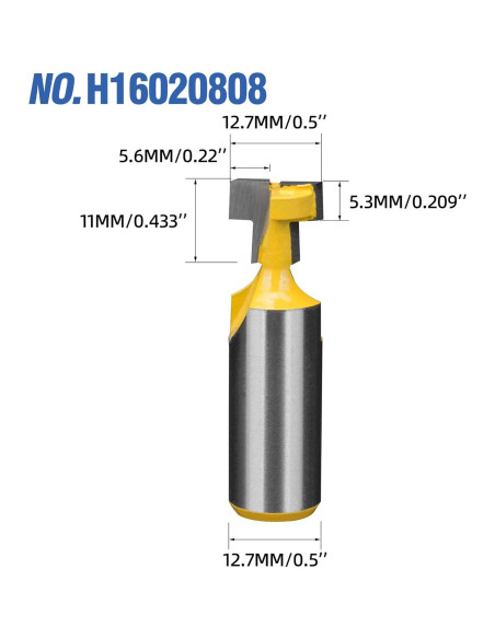 Broca de Router HUHAO 1/2" Eje T-Cortador para Carpintería Broca de Router HUHAO 1/2" Eje T-Cortador para Carpintería