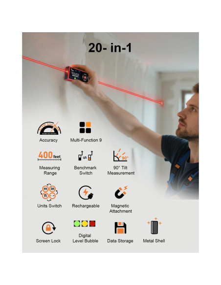 Medidor de Distancia Láser WELLRAY 121.92m Aluminio Recargable Medidor de Distancia Láser WELLRAY 121.92m Aluminio Recargable