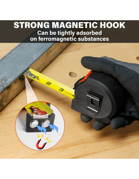 Cinta Métrica Profesional HAUTMEC 25FT con Gancho Magnético Cinta Métrica Profesional HAUTMEC 25FT con Gancho Magnético