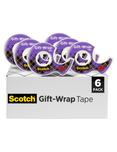 Cinta de Envolver Regalos Scotch, Transparente, 6 Rollos de 1.9 cm x 165 m