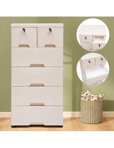 Cajonera Plástica Cerrable Weglae HS6954112 5 Cajones 84cm