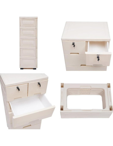 Cajonera Plástica Cerrable Weglae HS6954112 5 Cajones 84cm