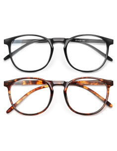 Gafas de luz azul IBOANN unisex UV400, 2 unidades, negro y ámbar