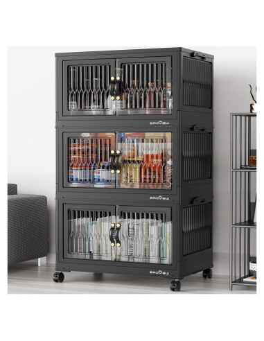 Contenedor de Almacenamiento Apilable BROVIEW 80QT 3Pack Negro