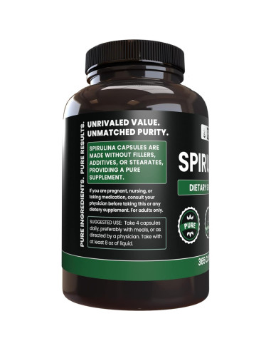 Espirulina Pura 365 Cápsulas Ingredientes Originales Sin Rellenos