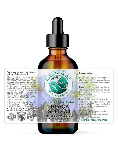 Aceite de Semilla Negra Bella Terra 118 ml - 100% Puro y Natural Aceite de Semilla Negra Bella Terra 118 ml - 100% Puro y Natural