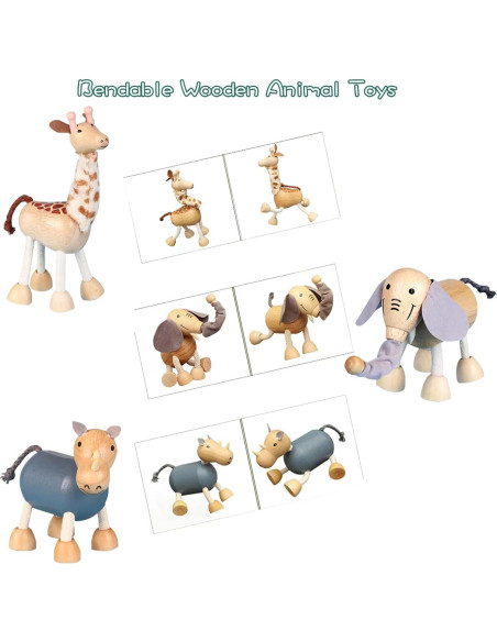 Conjunto de Juguetes de Animales de Madera Drachompa 12 Piezas Conjunto de Juguetes de Animales de Madera Drachompa 12 Piezas