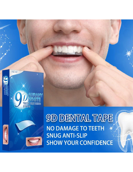 Tiras Blanqueadoras de Dientes 9D AURANY - 21 Pares para Sensibles Tiras Blanqueadoras de Dientes 9D AURANY - 21 Pares para Sensibles