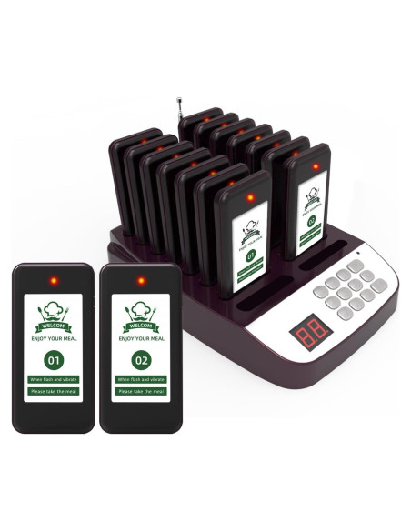Sistema de Pagers Inalámbricos SavvyMate 16 Pagers 500m Alcance Sistema de Pagers Inalámbricos SavvyMate 16 Pagers 500m Alcance