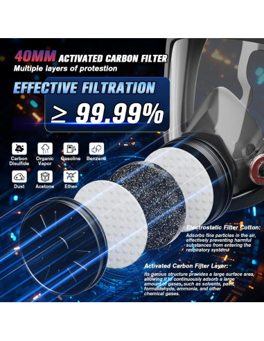Máscara de Gas Completa 6800 Silicona con Filtros 6001