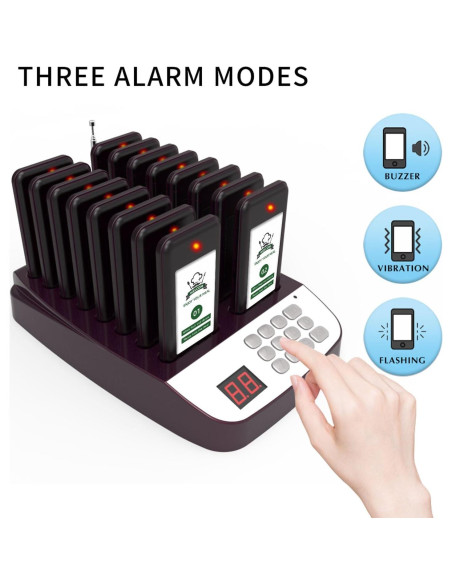 Sistema de Pagers Inalámbricos SavvyMate 16 Pagers 500m Alcance Sistema de Pagers Inalámbricos SavvyMate 16 Pagers 500m Alcance