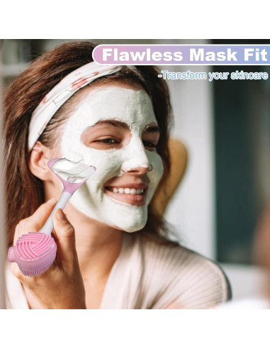 4 Piezas Cepillo Facial 2 en 1 Dexspoeny Silicona Rosa/Azul