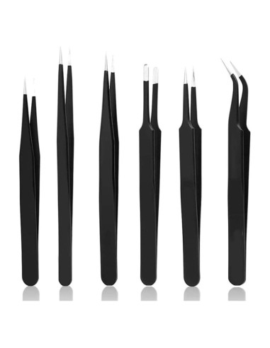 Juego de Pinzas de Precisión 6 Piezas TEXNINC ESD Acero Inoxidable
