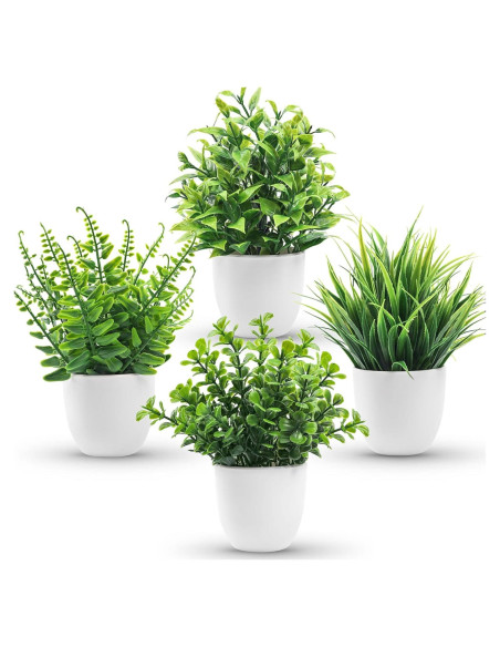 Plantas Artificiales en Macetas Der Rose - 4 Piezas Decorativas Plantas Artificiales en Macetas Der Rose - 4 Piezas Decorativas