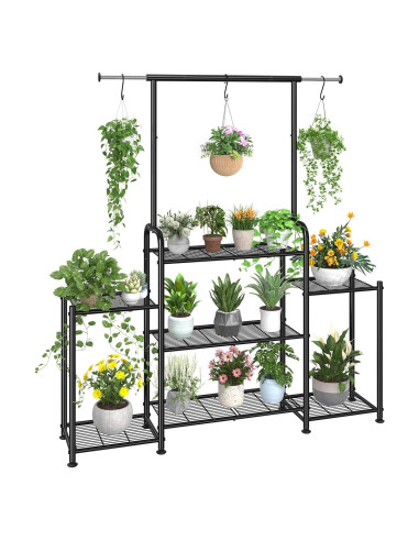 Soporte de Planta Tendencia Simple 3 Niveles Metal Negro