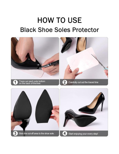 Protector de Suela Antideslizante BHXANZOU Negro 4Pcs 15.24x10.16cm