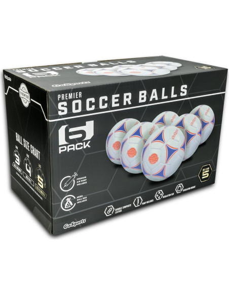 Pelotas de Fútbol Premier GoSports - Paquete de 6 Tamaños 3, 4, 5 Pelotas de Fútbol Premier GoSports - Paquete de 6 Tamaños 3, 4, 5