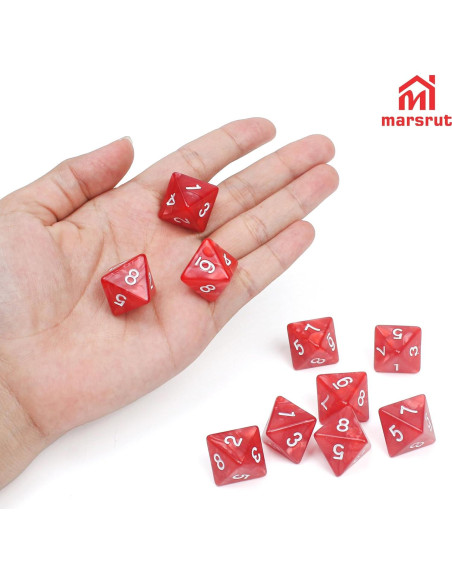 Juego de 10 Dados D8 Acrílicos Rojos para Juegos de Mesa Juego de 10 Dados D8 Acrílicos Rojos para Juegos de Mesa