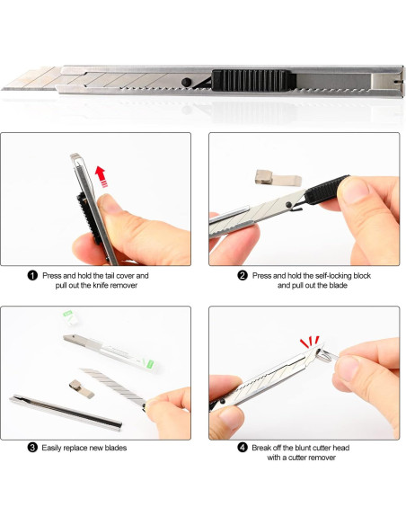 Cuchillo Utilitario Retráctil FOSHIO 3 Piezas 9mm 30 Cuchillo Utilitario Retráctil FOSHIO 3 Piezas 9mm 30