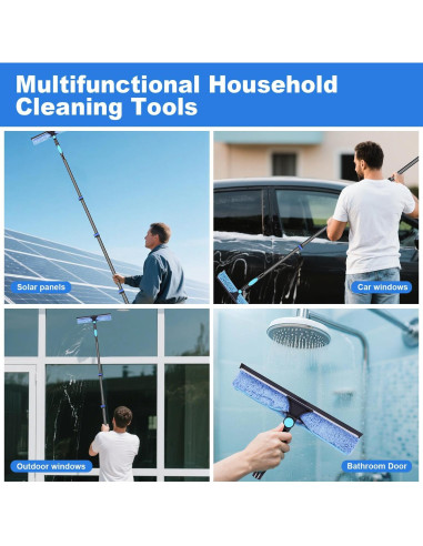 DOBEN Kit de Limpieza de Ventanas 12 Pies Fibra de Carbono Azul