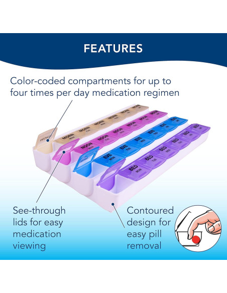 Organizador de Pastillas Apex Mediplanner 7 Días 4 Veces al Día Organizador de Pastillas Apex Mediplanner 7 Días 4 Veces al Día