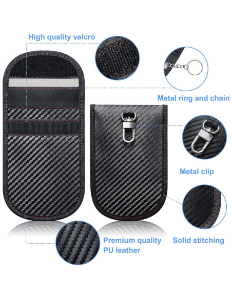 Paquete de 2 Pouches Antirrobo GICENT para Llave de Auto RFID Paquete de 2 Pouches Antirrobo GICENT para Llave de Auto RFID