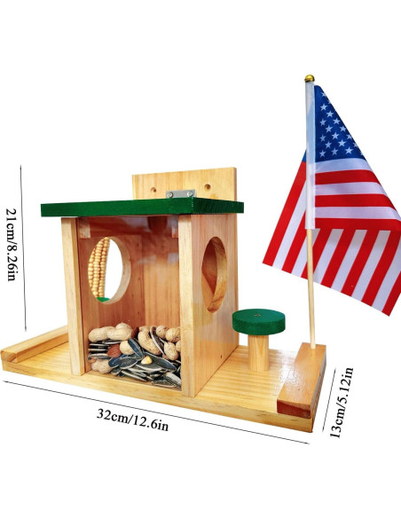 Comedero para Ardillas Whesamy de Madera Resistente 32x14.5cm