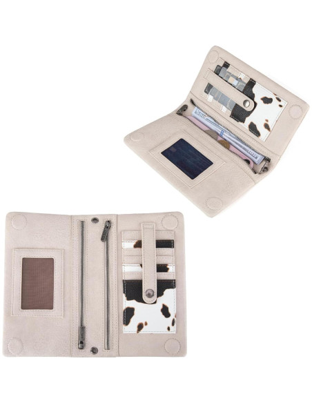 Billetera Bifold Wrangler Mujer con Bloqueo RFID Estampado Vacuno Billetera Bifold Wrangler Mujer con Bloqueo RFID Estampado Vacuno