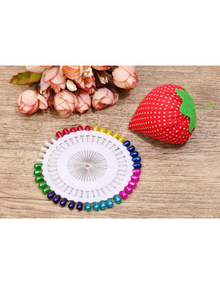 Almohadilla de Agujas en Forma de Fresa Tupalizy + 40 Alfileres Almohadilla de Agujas en Forma de Fresa Tupalizy + 40 Alfileres