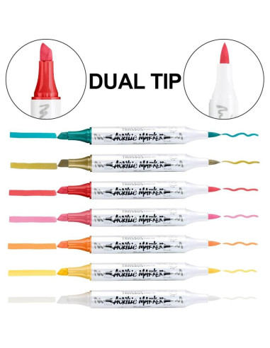 Set de Marcadores Acrílicos Transon de 12 Colores Punta Dual