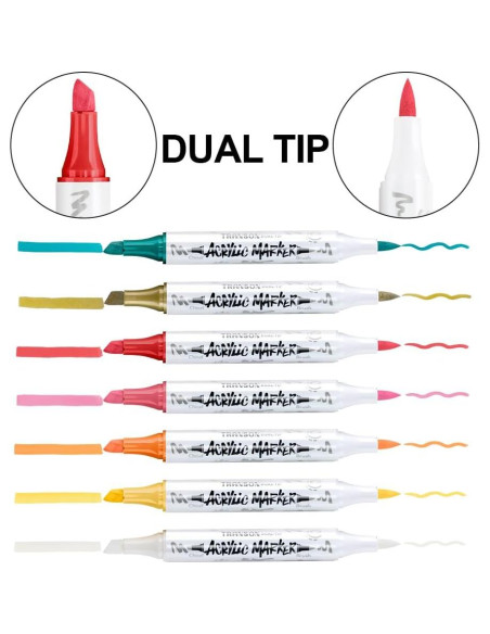 Set de Marcadores Acrílicos Transon de 12 Colores Punta Dual Set de Marcadores Acrílicos Transon de 12 Colores Punta Dual