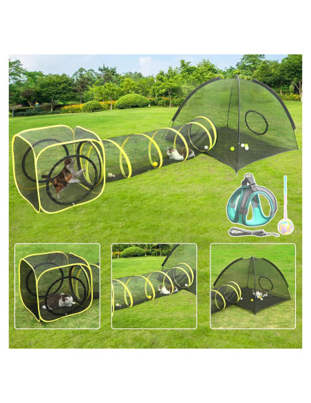Recinto para Gatos al Aire Libre Wilwolfer 3 en 1 con Arnés Recinto para Gatos al Aire Libre Wilwolfer 3 en 1 con Arnés
