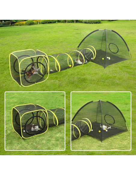 Recinto para Gatos al Aire Libre Wilwolfer 3 en 1 con Arnés Recinto para Gatos al Aire Libre Wilwolfer 3 en 1 con Arnés