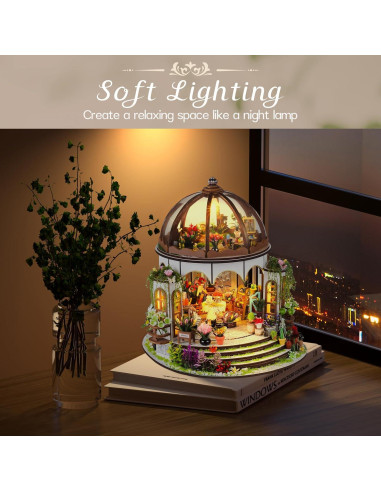 Kit Casa en Miniatura DIY Taimimy Invernadero con LED 1:24
