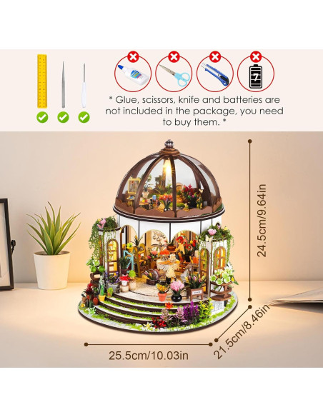 Kit Casa en Miniatura DIY Taimimy Invernadero con LED 1:24 Kit Casa en Miniatura DIY Taimimy Invernadero con LED 1:24