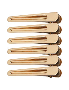 6 Pinzas de Pelo Cocodrilo Metalicas KINGWEDDING Oro 8cm