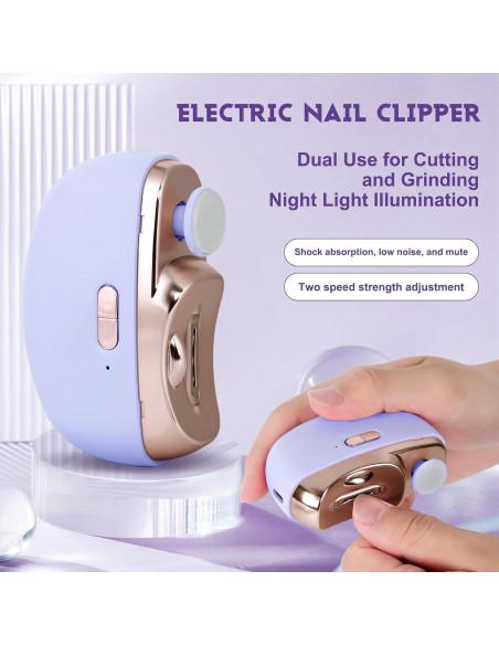 Cortador de Uñas Eléctrico WLLEADG 3 en 1 Recargable Púrpura Cortador de Uñas Eléctrico WLLEADG 3 en 1 Recargable Púrpura