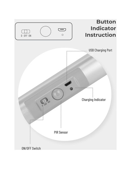 Luz LED Recargable Joyzy con Sensor de Movimiento 33cm Luz LED Recargable Joyzy con Sensor de Movimiento 33cm