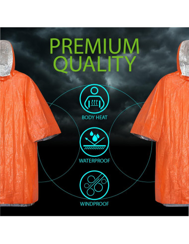 Poncho de Lluvia de Emergencia FosPower 4 Piezas Impermeable