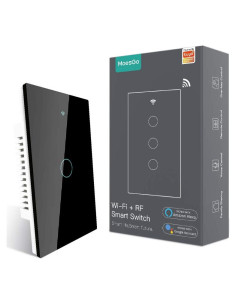 Interruptor de Luz Inteligente MoesGo WiFi 1 Gang Negro Panel Vidrio