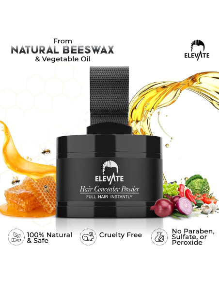 Polvo Ocultador de Línea de Cabello Elevate - Negro 40g Polvo Ocultador de Línea de Cabello Elevate - Negro 40g
