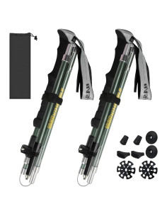 Bastones de Trekking Plegables HUGSEE Aluminio 115-135cm 2 Piezas