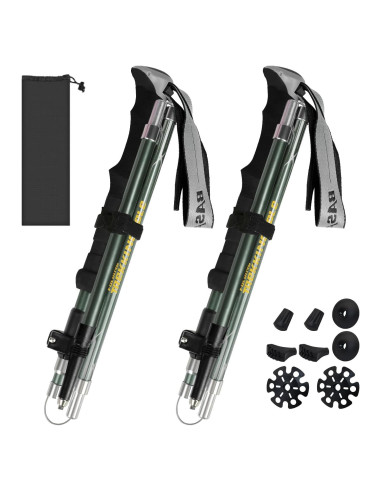 Bastones de Trekking Plegables HUGSEE Aluminio 115-135cm 2 Piezas