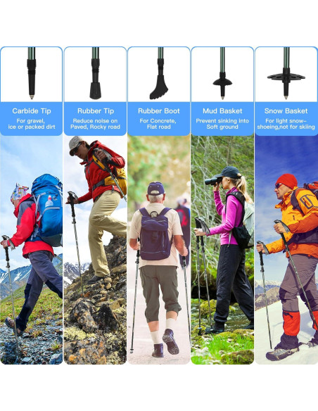 Bastones de Trekking Plegables HUGSEE Aluminio 115-135cm 2 Piezas Bastones de Trekking Plegables HUGSEE Aluminio 115-135cm 2 Piezas